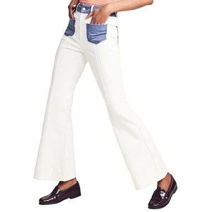 Faherty LouLou Pant White Blue Nautical Style Flare Jeans Women's Sz 26